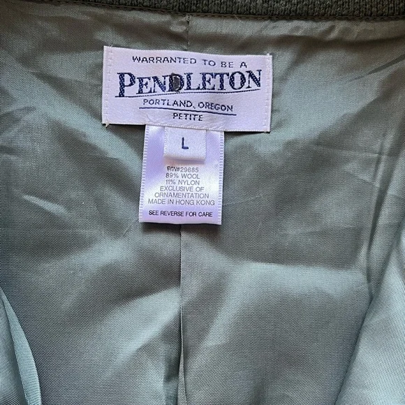 Pendleton Jacket Womens Large Green Fall Embroidered Full Zip Lined Wool Blend - Picture 2 of 7